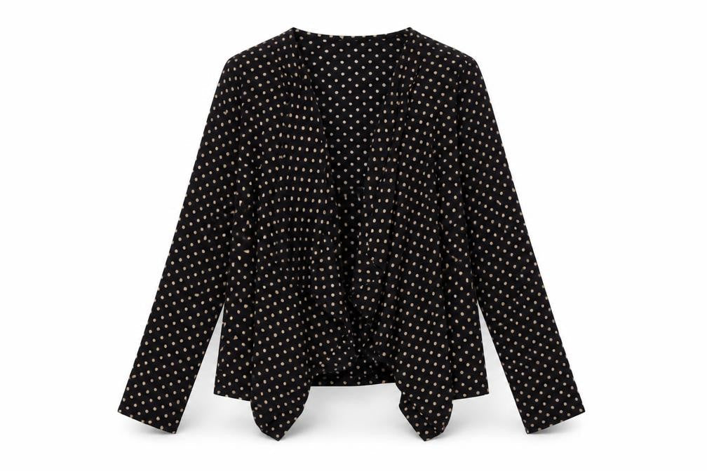 Wallis Women Black Polka Dot Open Front Lightweight Jacket L