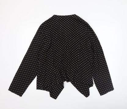 Wallis Women Black Polka Dot Open Front Lightweight Jacket L