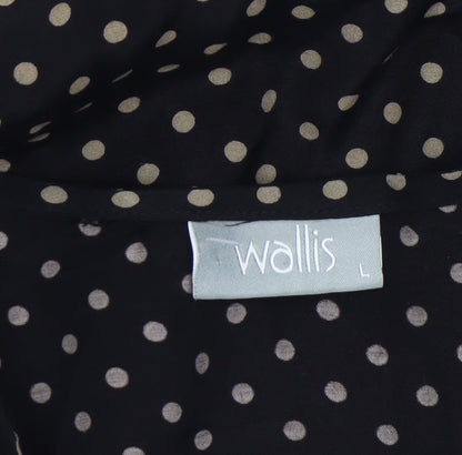 Wallis Women Black Polka Dot Open Front Lightweight Jacket L