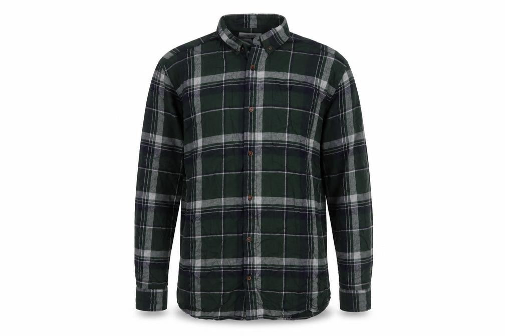 Jack & Jones Men's Green Plaid Button-Down Flannel Shirt M