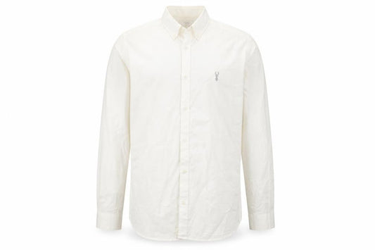 Next Men Ivory Slim Fit Cotton Stretch Long Sleeve Button-Up Shirt M
