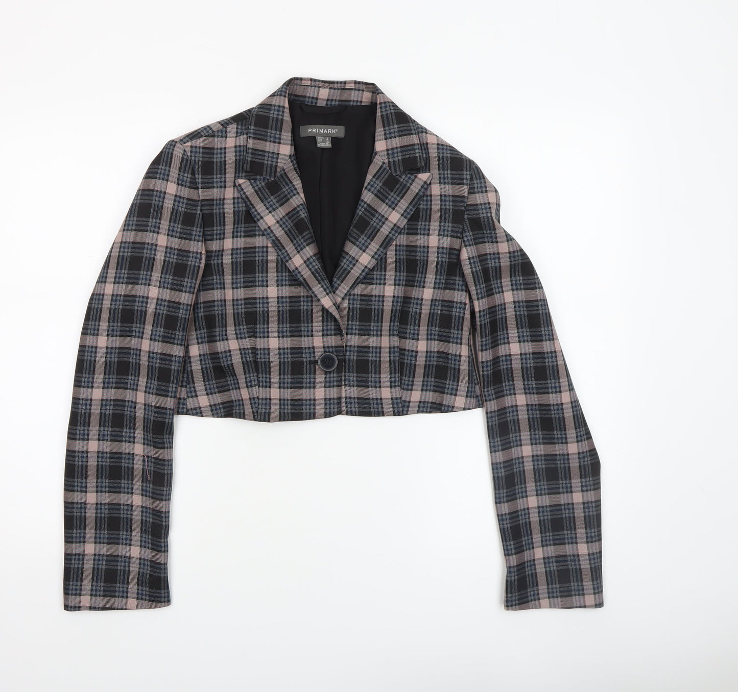 Primark Women’s Multicoloured Checked Cropped Blazer Size 8