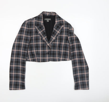 Primark Women’s Multicoloured Checked Cropped Blazer Size 8