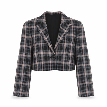 Primark Women’s Multicoloured Checked Cropped Blazer Size 8