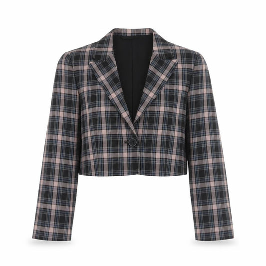 Primark Women’s Multicoloured Checked Cropped Blazer Size 8