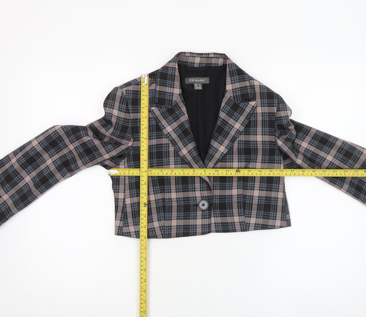Primark Women’s Multicoloured Checked Cropped Blazer Size 8