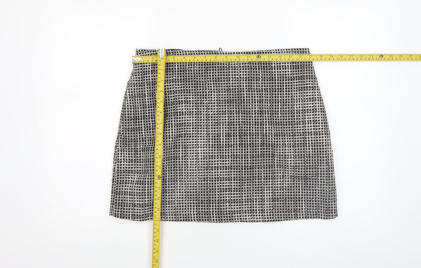 Papaya Womens Black Check Tweed Pencil Skirt Size 14