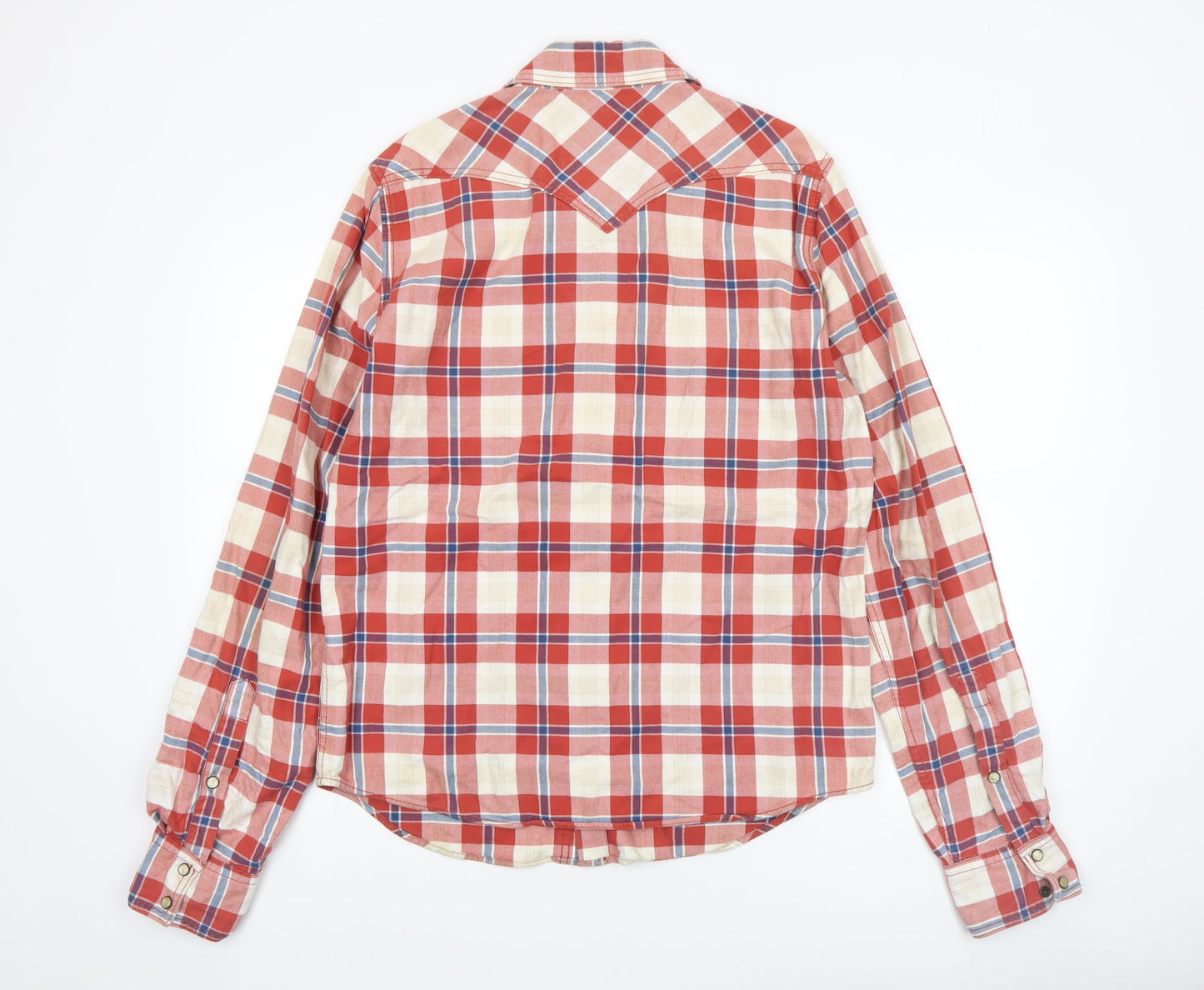 Hollister Men’s Red Plaid Long Sleeve Cotton Button-Up Shirt L