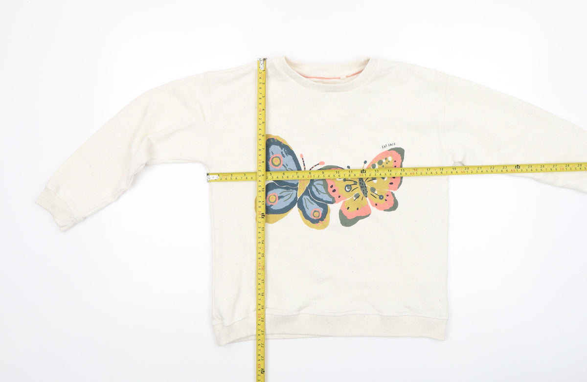 Fat Face Girls Ivory Butterfly Print Pullover Sweatshirt 10-11 Years