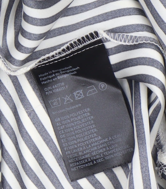 H&M Women's Multicoloured Striped Button-Up Blouse Size XS