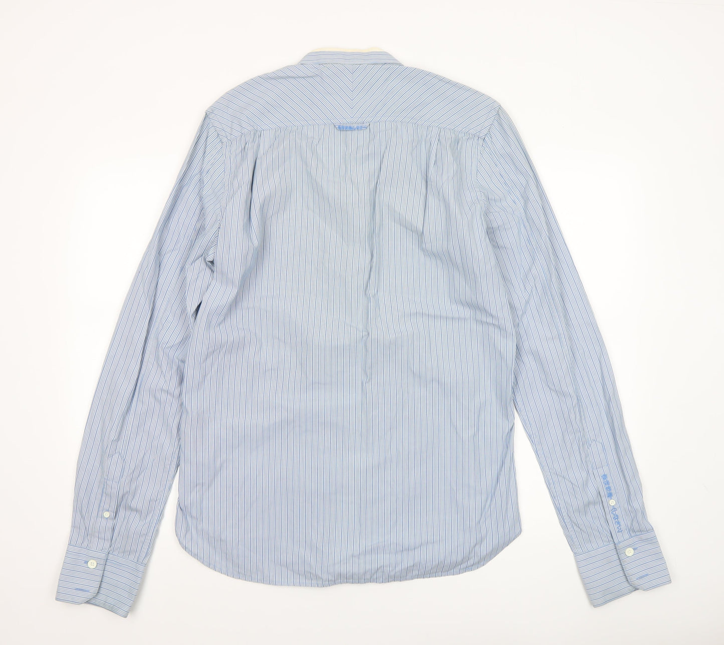 Superdry Men's Blue Striped Long Sleeve Button-Up Shirt Size L