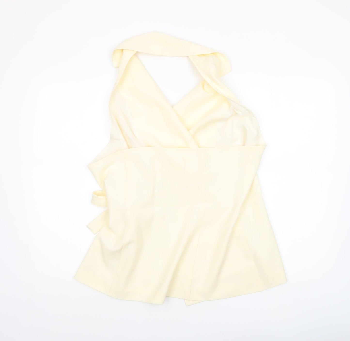 Musera Women's Ivory Wrap Halter Blouse 2XL Sleeveless Tie Top