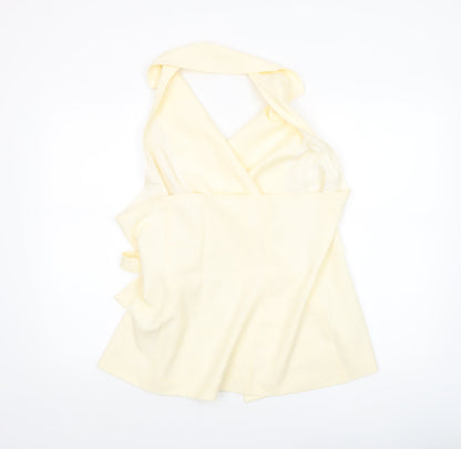 Musera Women's Ivory Wrap Halter Blouse 2XL Sleeveless Tie Top