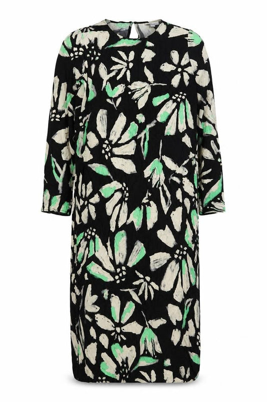 Topshop Women’s Black Floral Midi Shift Dress Size 16 3/4 Sleeve