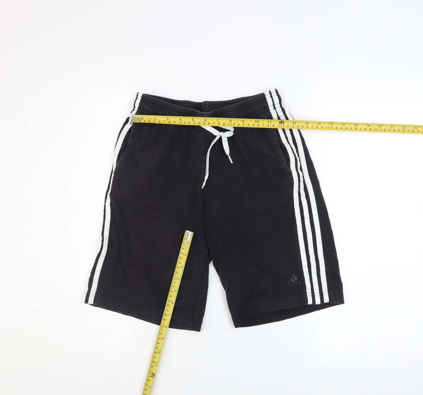 adidas Boys Black 13-14 Years Athletic Cotton Drawstring Sports Shorts
