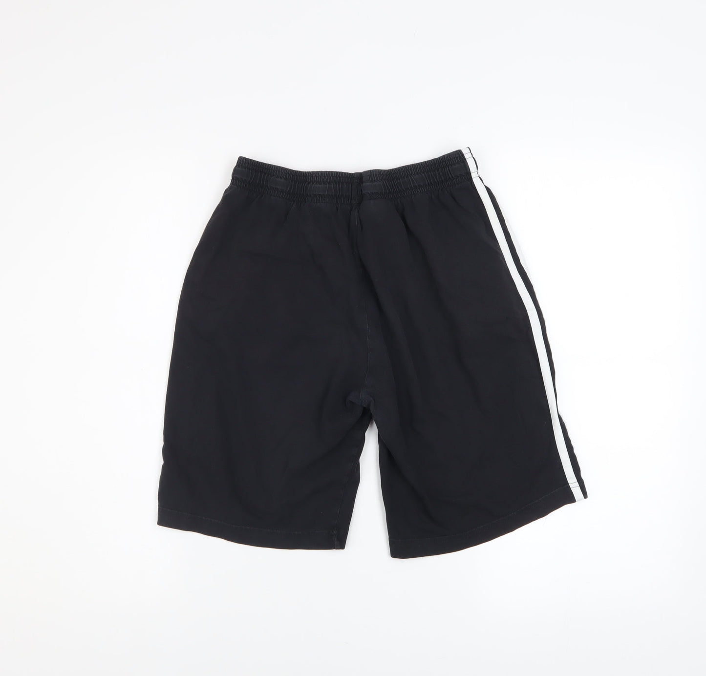 adidas Boys Black 13-14 Years Athletic Cotton Drawstring Sports Shorts