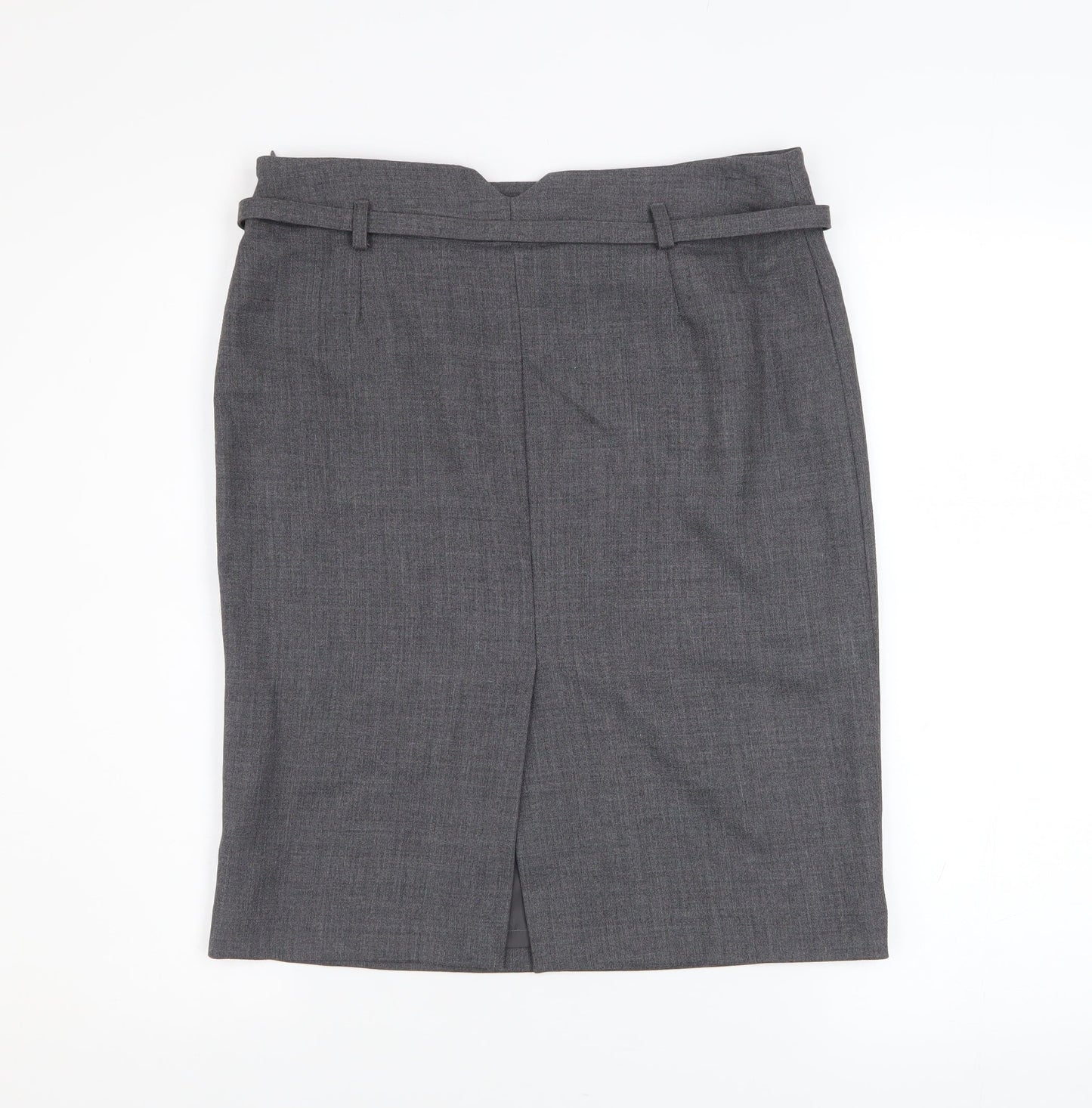 Sino Women's Grey Wool Pencil Skirt UK 12 Knee Length Workwear