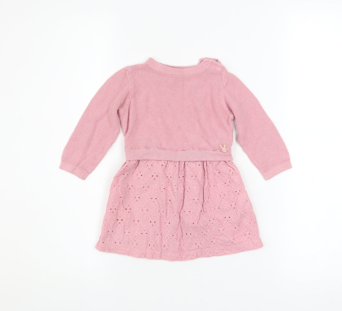 Coccodrillo Girls Pink Cotton Knit A-Line Dress 12-18 Months