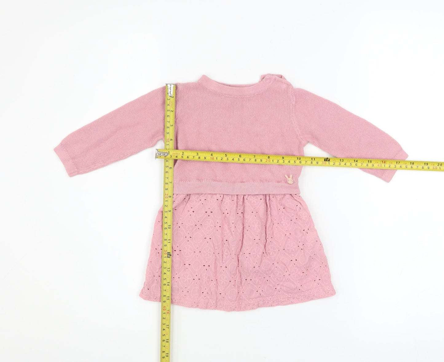 Coccodrillo Girls Pink Cotton Knit A-Line Dress 12-18 Months