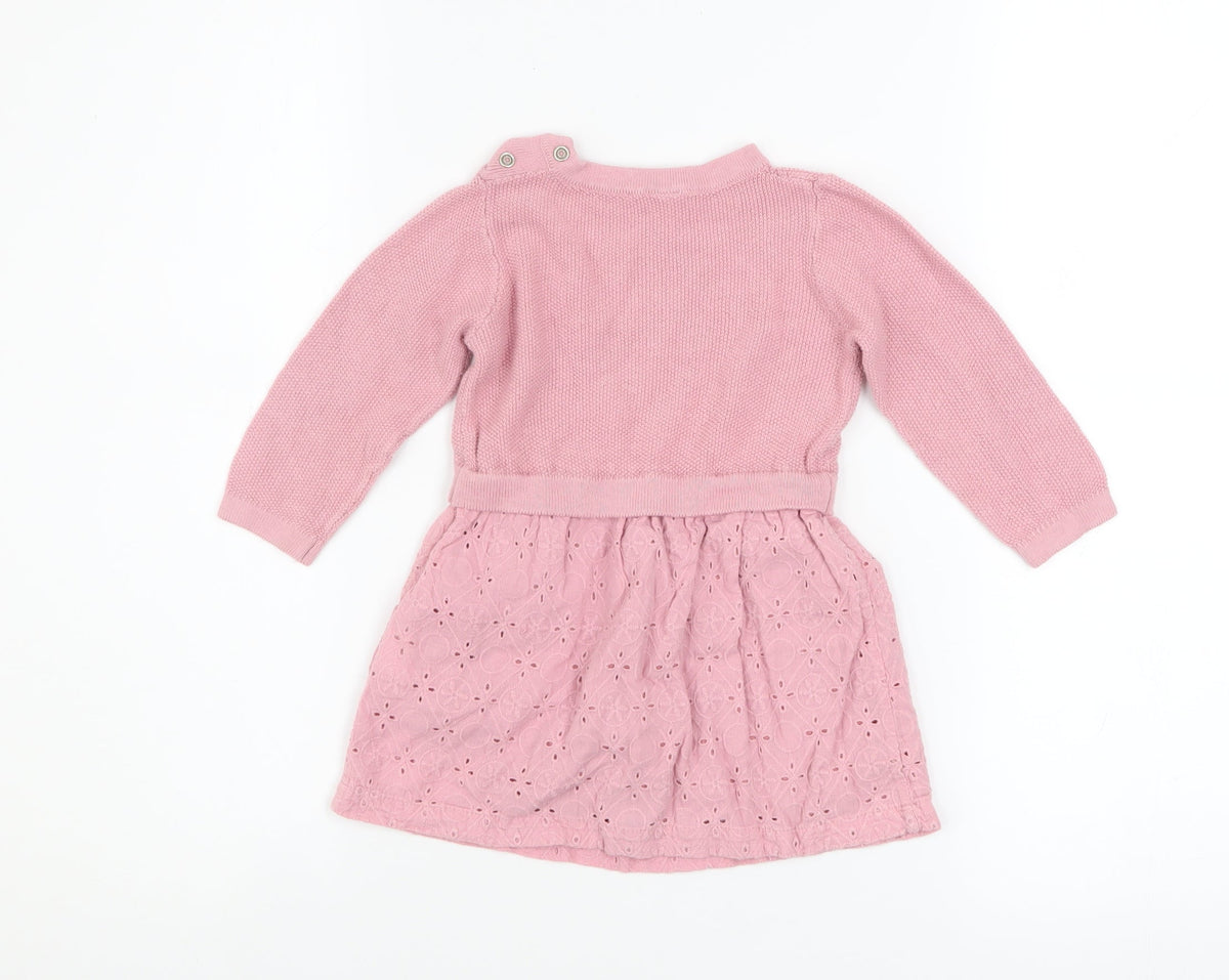 Coccodrillo Girls Pink Cotton Knit A-Line Dress 12-18 Months