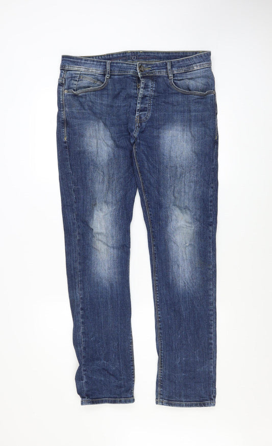 E J Denim Men's Blue 32R Straight Fit Jeans Cotton Stretch