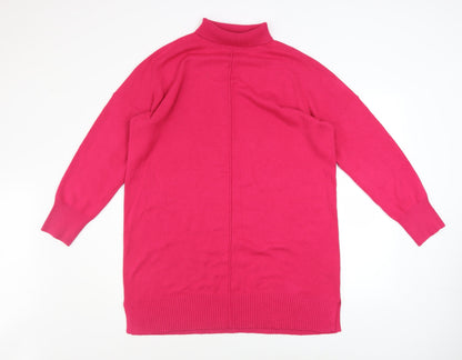 Additional front view of French Connection Women's Pink Mock Neck Long Sleeve jumper, size M