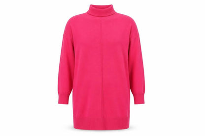 Front view of French Connection Women's Pink Mock Neck Long Sleeve jumper, size M