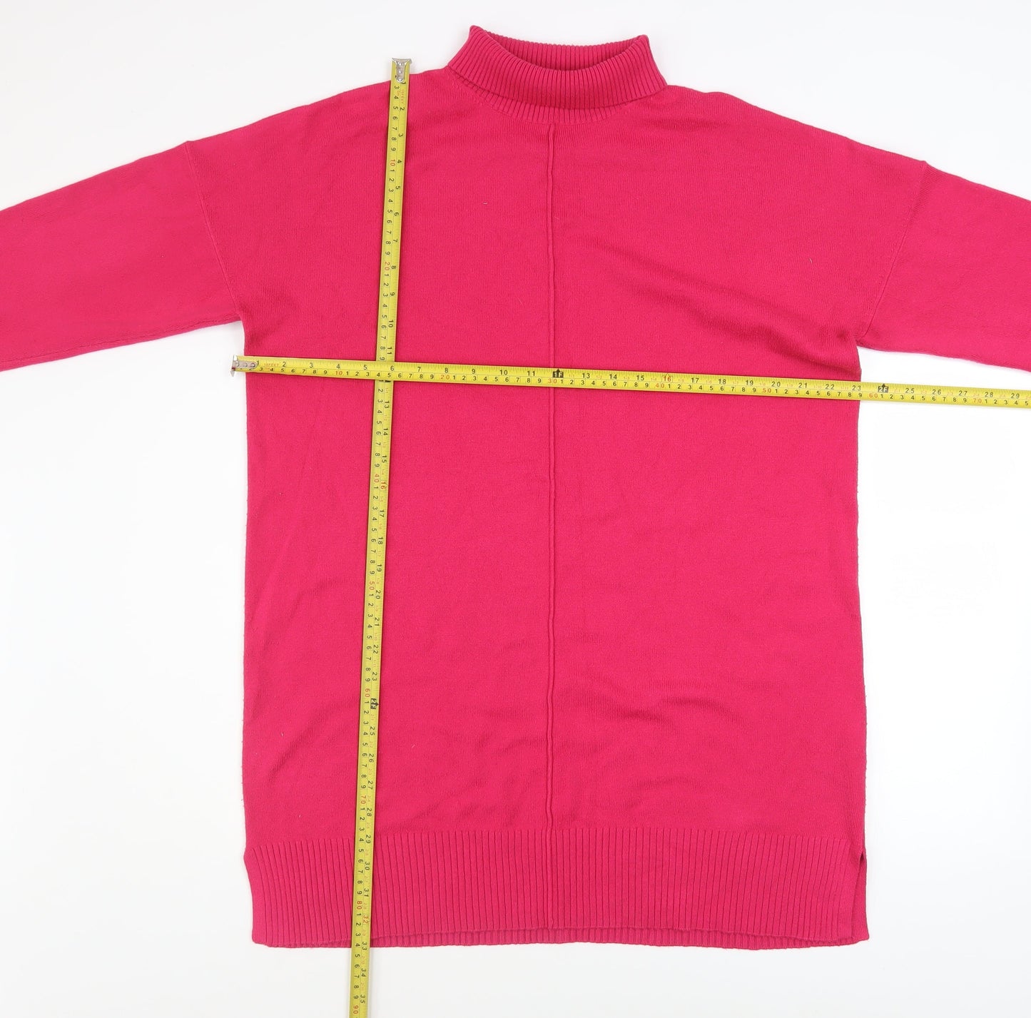 French Connection Women's Pink Mock Neck Long Sleeve Pullover Jumper Size M