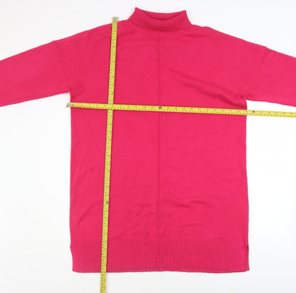 Back view of French Connection Women's Pink Mock Neck Long Sleeve jumper, size M