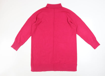 Close-up detail of French Connection Women's Pink Mock Neck Long Sleeve jumper, size M