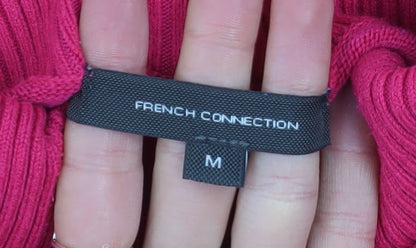 Brand and care label for French Connection Women's Pink Mock Neck Long Sleeve jumper, size M