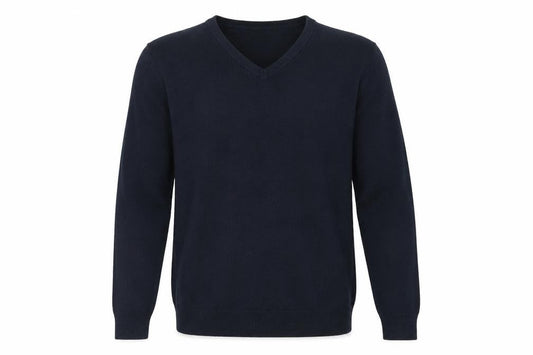 Marks & Spencer Men's Navy Blue V-Neck Acrylic Jumper Size S