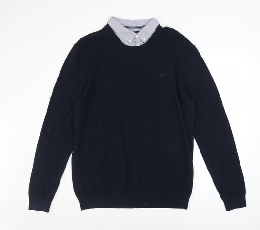 Lincoln Men’s Blue Cotton Crew Neck Pullover Jumper XL