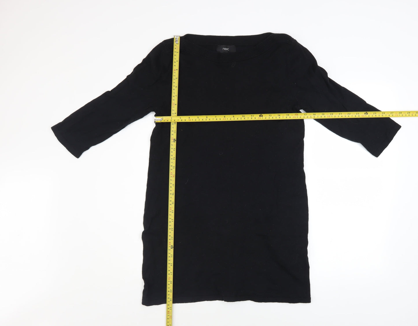 Next Women Black Size 14 Shift Knee Length 3/4 Sleeve Dress