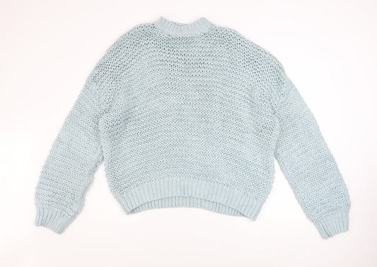 Boohoo Women’s Blue Chunky Knit Mock Neck Jumper Size M