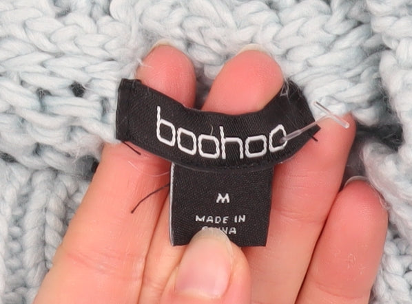 Boohoo Women’s Blue Chunky Knit Mock Neck Jumper Size M