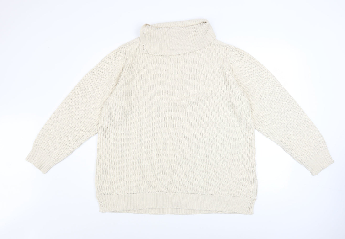 Atlas for Women Beige Cable Knit Long Sleeve Acrylic Jumper UK 12-14