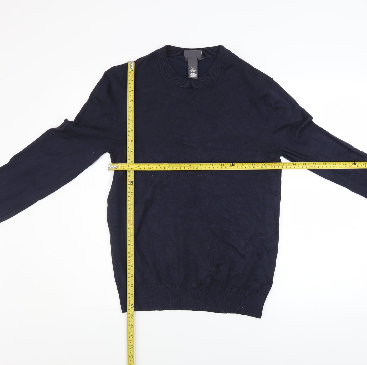 H&M Men's Blue Slim Fit Crew Neck Pullover Jumper XS