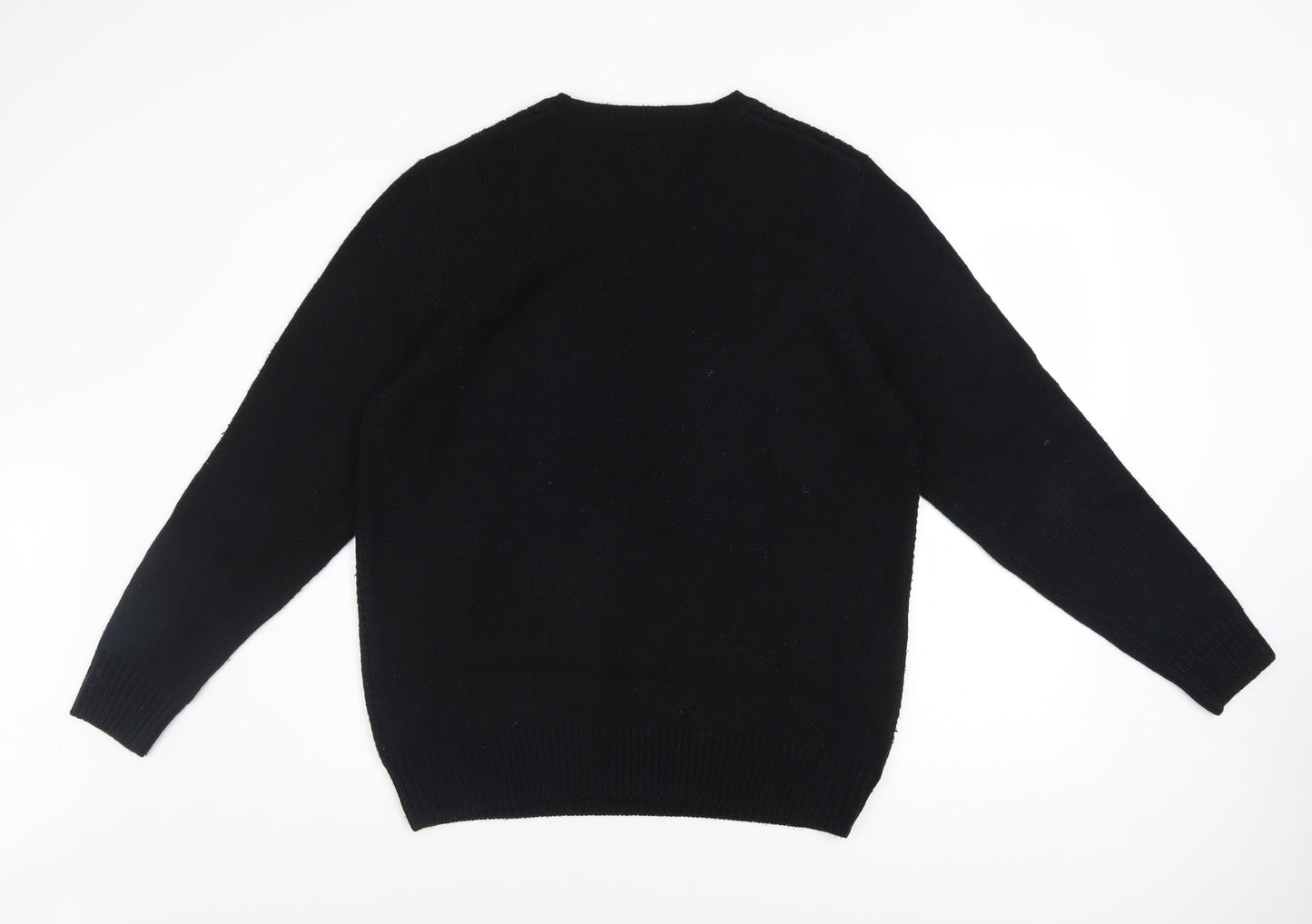 New Look Men Black L Chunky Knit Crew Neck Pullover Jumper