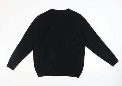 New Look Men Black L Chunky Knit Crew Neck Pullover Jumper