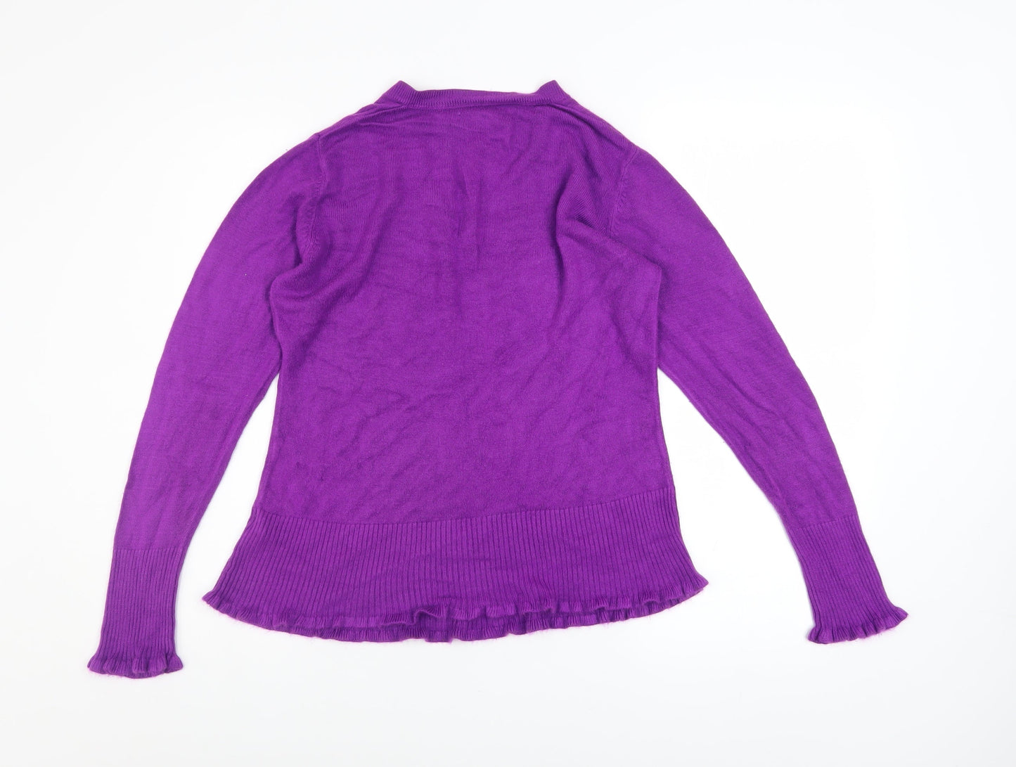 Debenhams Women's Purple Acrylic V-Neck Petite Jumper Size 14
