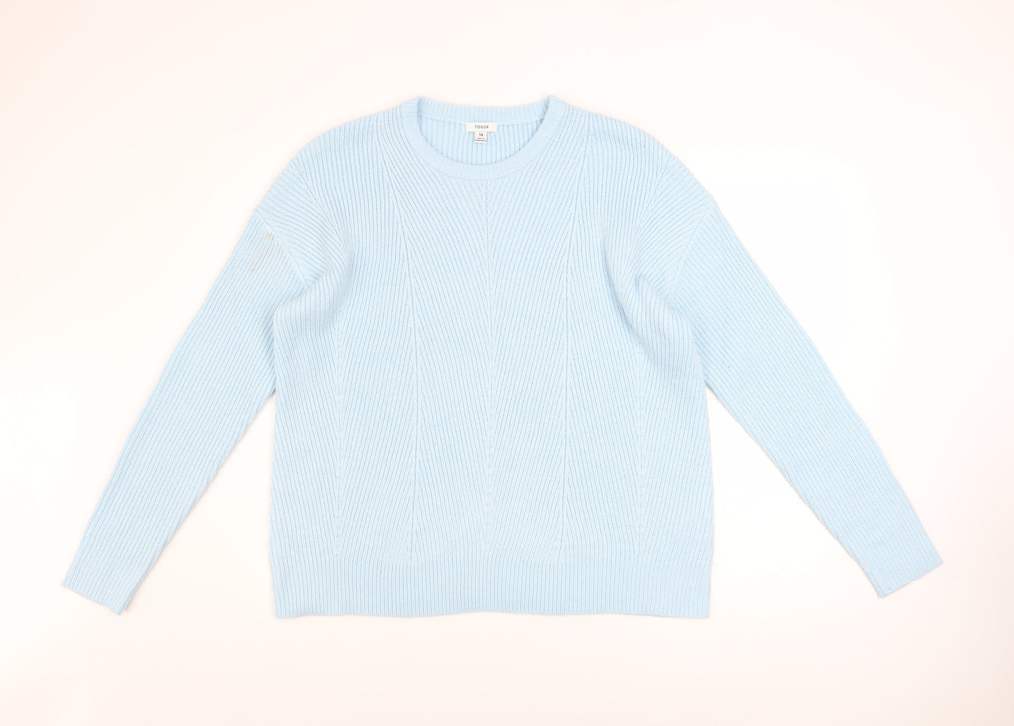TOG24 Women’s Blue Acrylic Crew Neck Chunky Knit Jumper Size 14