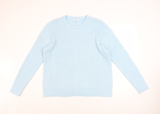 TOG24 Women’s Blue Acrylic Crew Neck Chunky Knit Jumper Size 14
