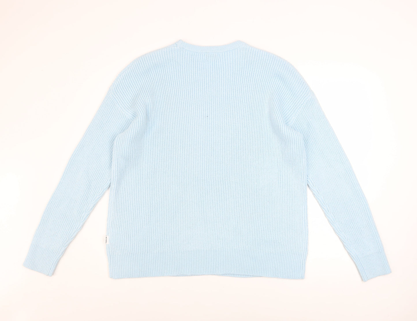 TOG24 Women’s Blue Acrylic Crew Neck Chunky Knit Jumper Size 14