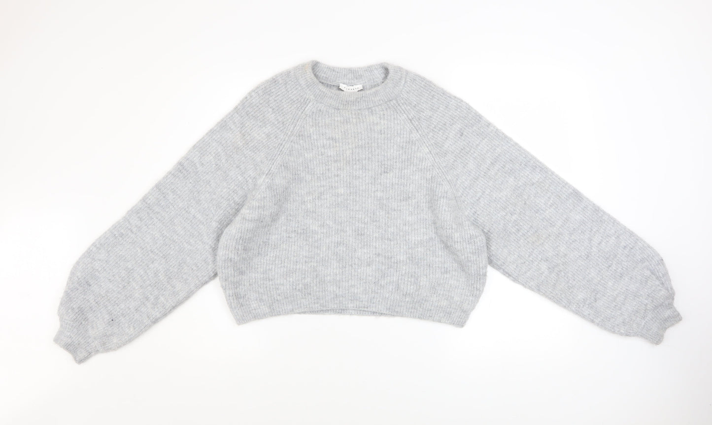 Topshop Womens Grey Chunky Knit Pullover Jumper XS Relaxed Fit