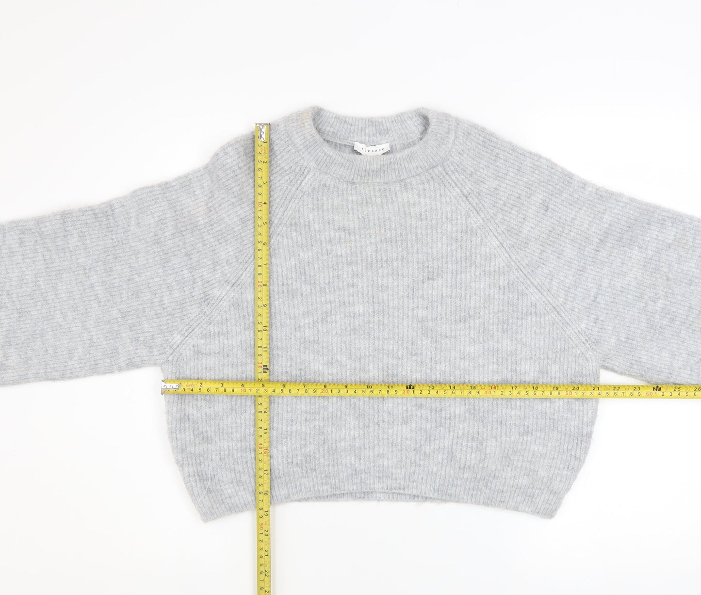 Topshop Womens Grey Chunky Knit Pullover Jumper XS Relaxed Fit
