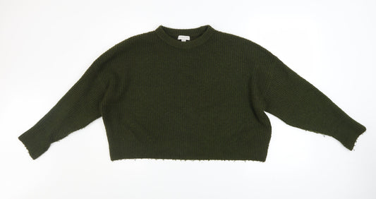 Topshop Petite Women’s Green Chunky Knit Crew Neck Jumper Size M