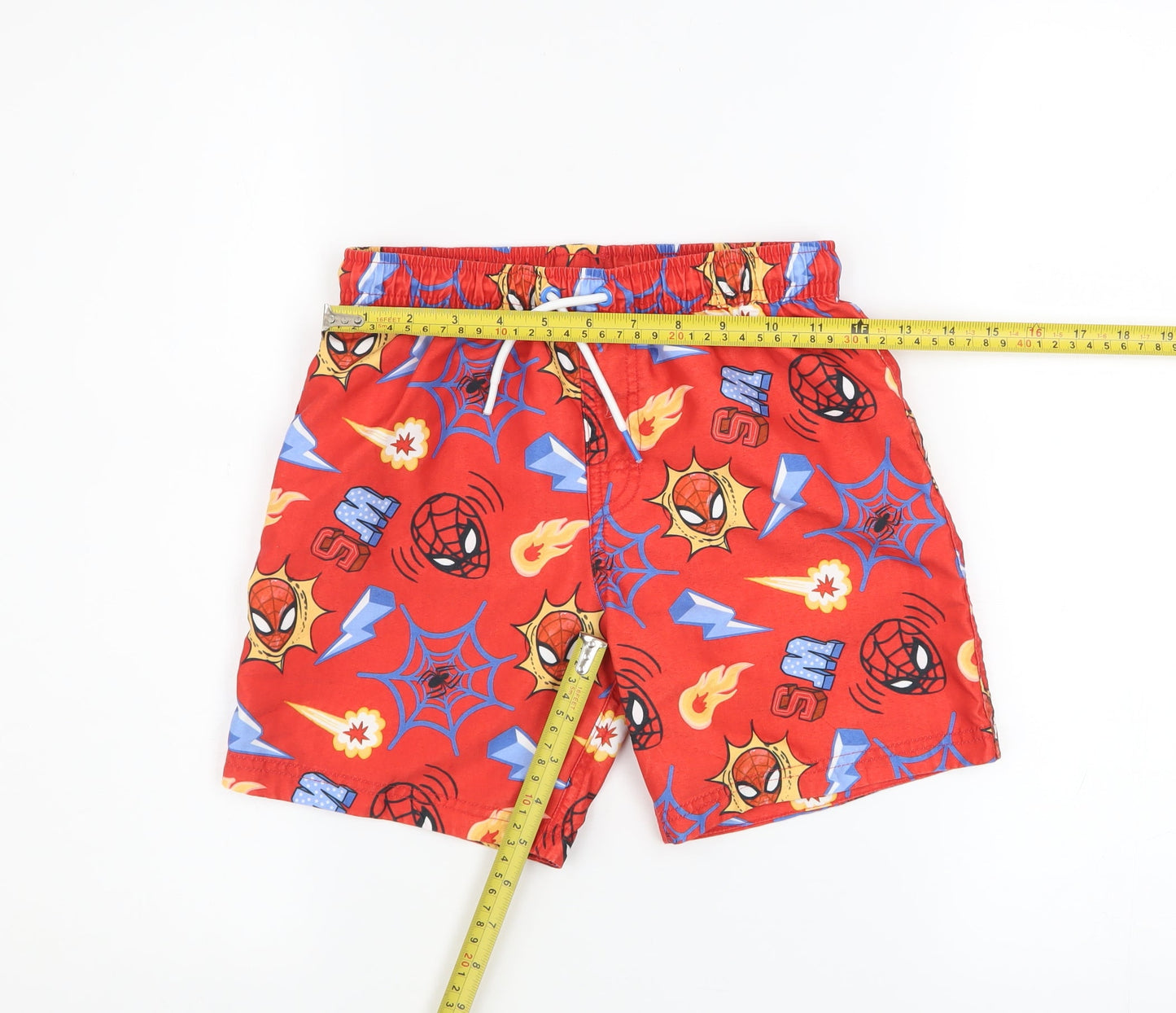 Marks and Spencer Boys Red Spider-Man Swim Shorts 7-8 Years Polyester