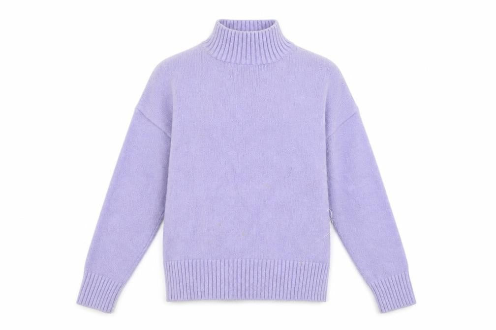 Bershka Women’s Lavender Mock Neck Knit Jumper Size S Acrylic Blend