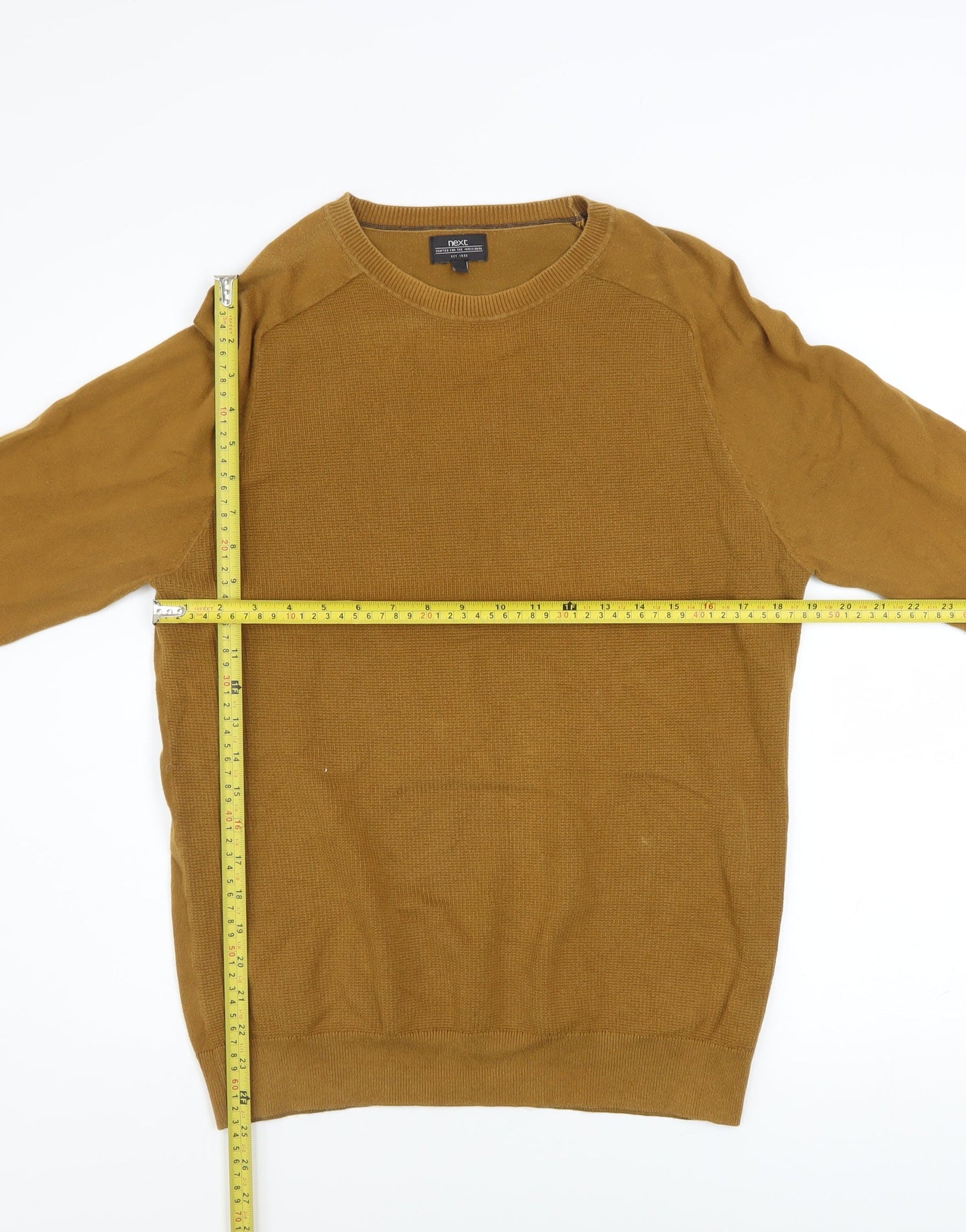 Next Men’s Brown Cotton Blend Crew Neck Jumper Medium